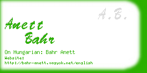 anett bahr business card